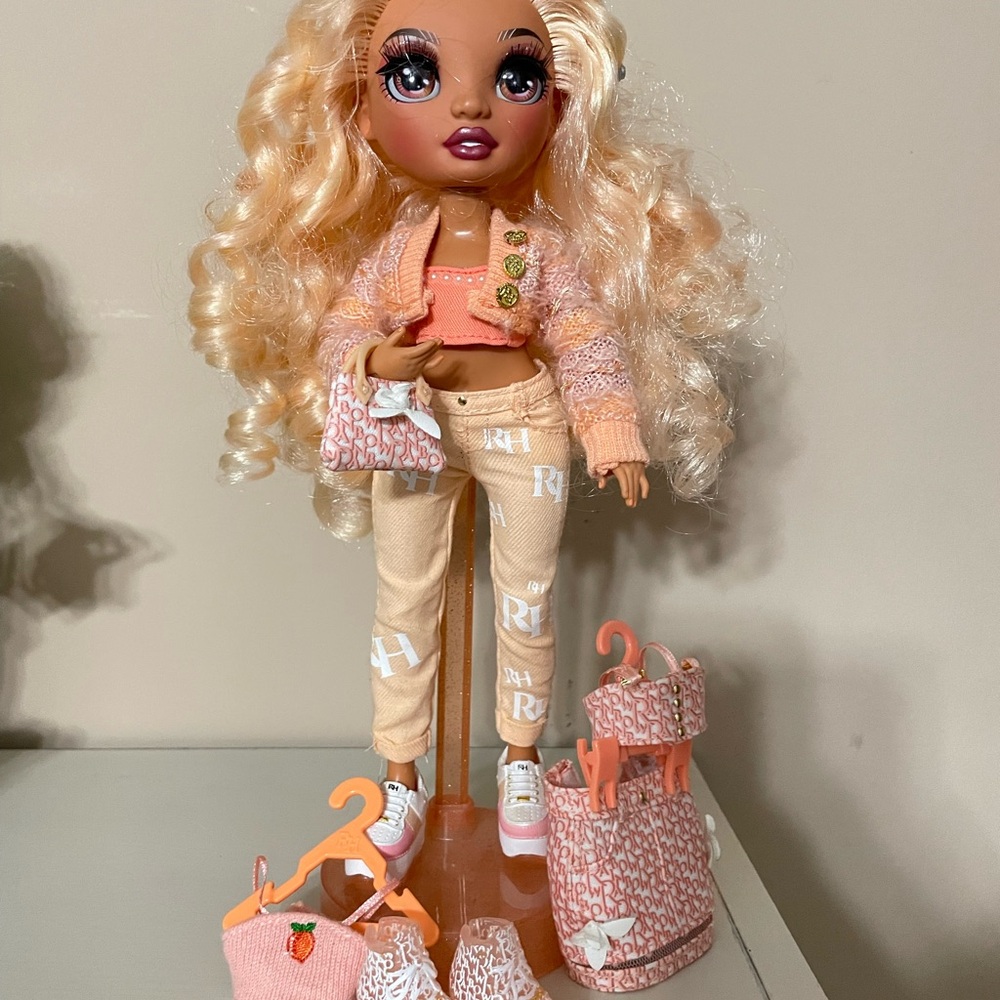 Fashion Doll with Peach Outfit and Accessories